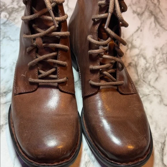 Born Dark Brown Leather Lace Up Moto Boots NWOT SZ 8.5 - Picture 13 of 14